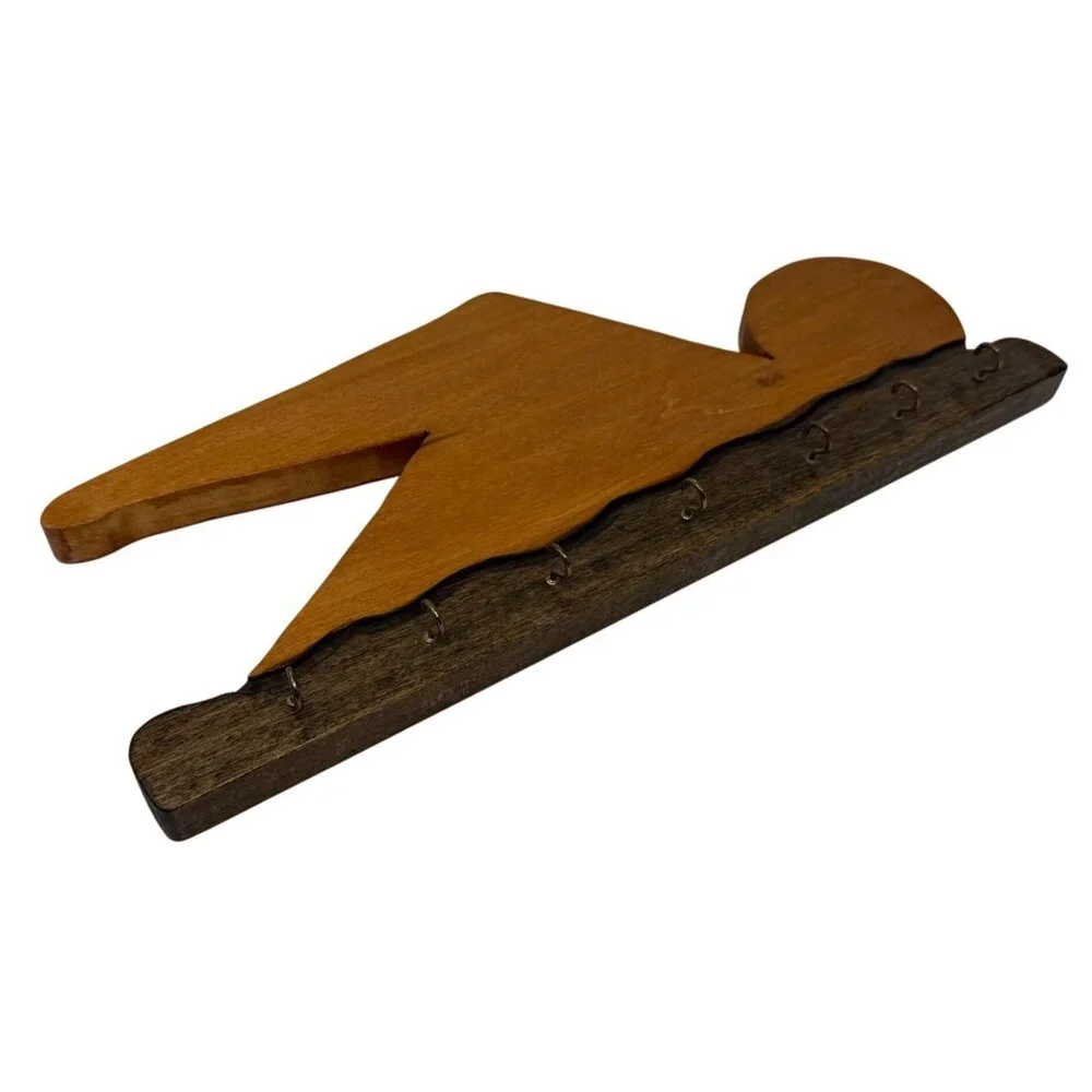 Vtg Wood Wall Hanging Key Holder Maximalist Décor Swimmer Swimming‎ 17